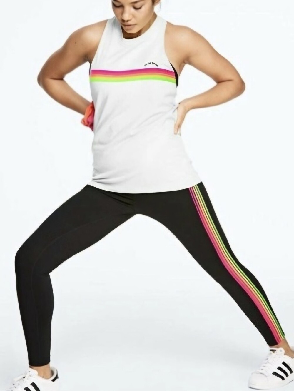 Victorias Secret PINK 7/8 Ultimate High Waist Stripe Ankle Legging Rainbow Small
